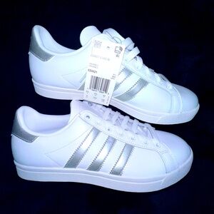 Women Adidas Coast Star White/Silver Size 8